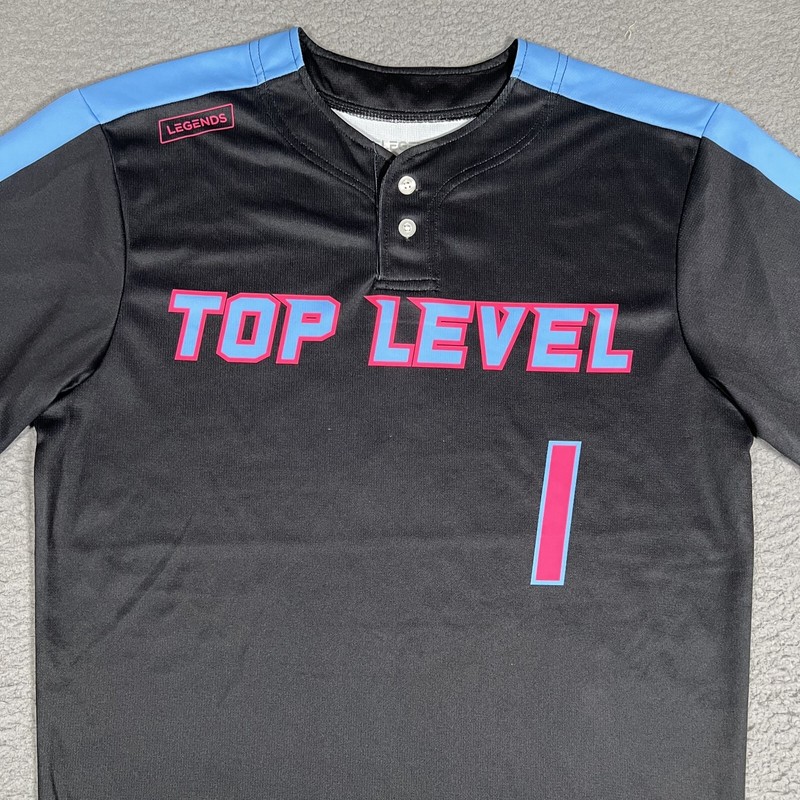 Legends Shirt Mens Small Black Performance Henley Button Jersey Baseball Stretch gallery