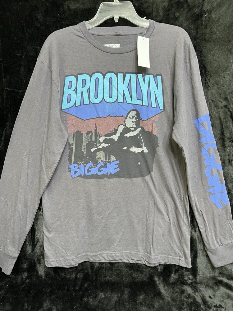 The Notorious B.I.G. BRIOOKLYN Longsleeve T-Shirt NEW W/TAGS Grey W/Grafic Front