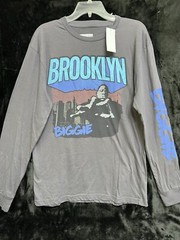 The Notorious B.I.G. BRIOOKLYN Longsleeve T-Shirt NEW W/TAGS Grey W/Grafic Front