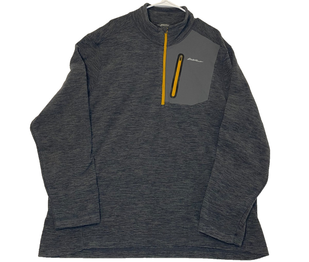 Eddie Bauer First Ascent Cloud Layer Pro Men XL Gray Fleece Quarter Zip Pullover