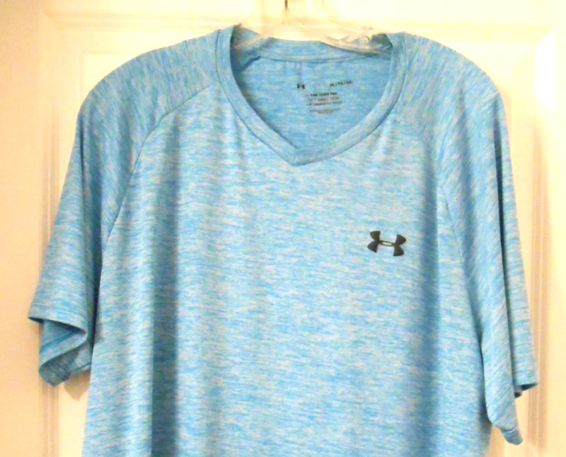 men's v-neck Under Armour Blue Tech Tee Moisture Wicking T-Shirt Top Size XL gallery