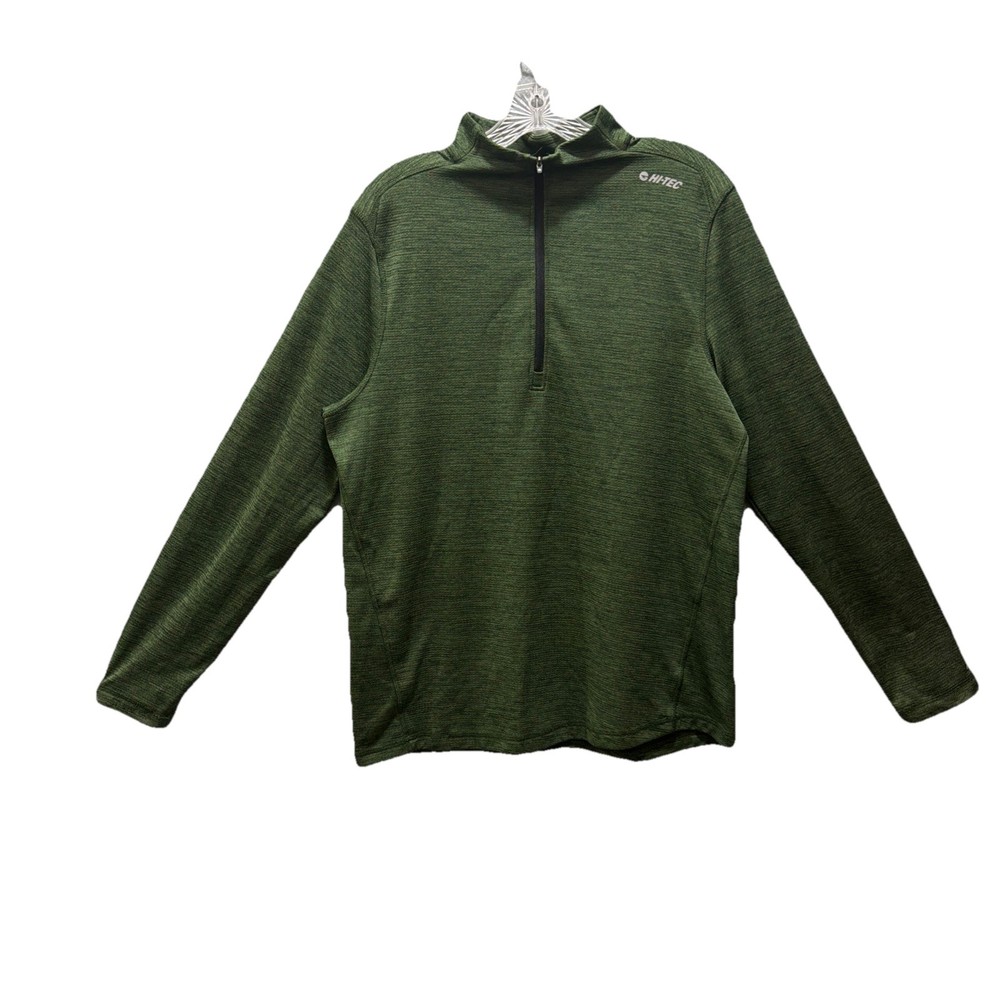 Hi-TEC Mens Green Performance Pullover 1/4 Zip Longsleeve Thermo Easycare M EUC