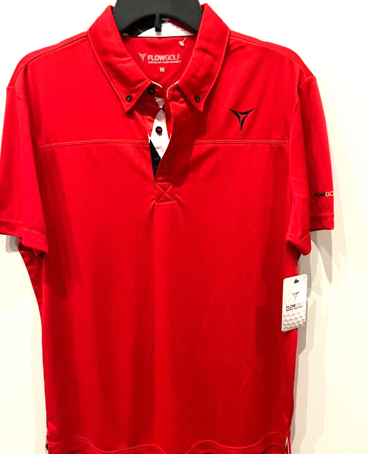 FLOW GOLF DRIVEN BY FLOW SOCIETY MEN'S RED ARGYLE POLO SHIRT SIZE MEDIUM NWT $49 gallery