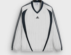 KITH for Adidas Football Pinestripes Long Sleeve V Neck mens Small Beige