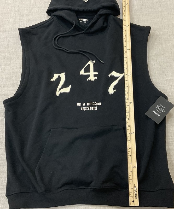 Represent 247 Black Sleeveless Oversized Men’s Hoodie XL Graphic on Back ~ NWT gallery