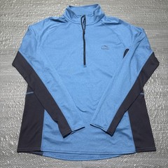 LL Bean Pullover 1/4 Zip Performance Fleece Trail Mens Large Blue Lightweight