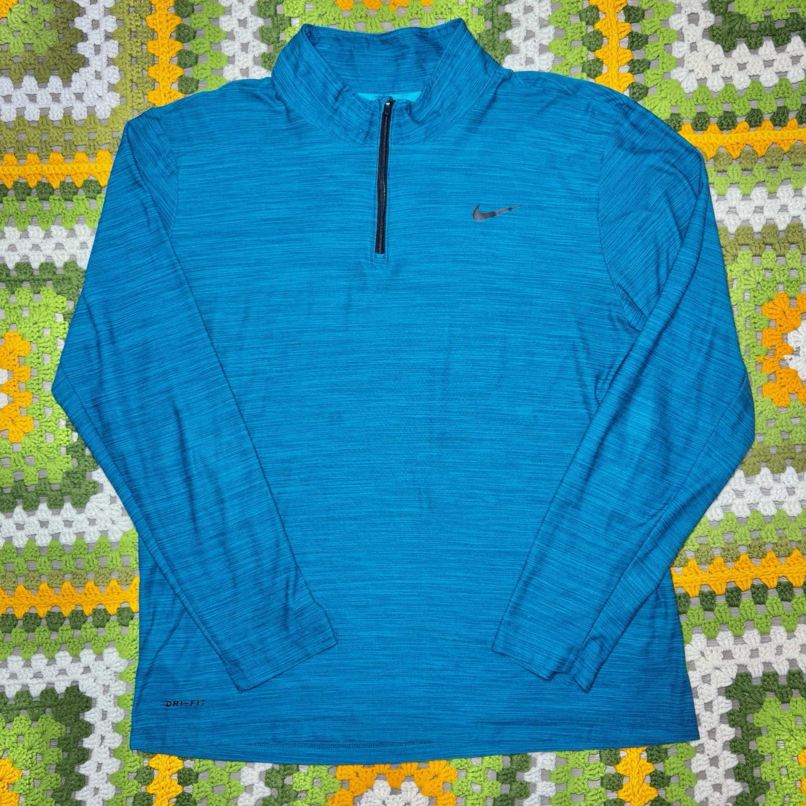 Nike Shirt Men Large Blue Pullover Quarter Zip Performance Running Sweater gallery