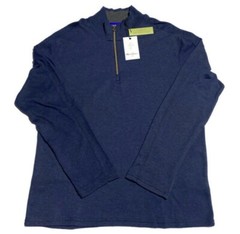 NWOT $198.00 Robert Graham Mens Hunts 1/4 Zip Sweater Navy SZ 2XL