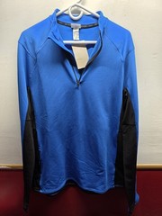 H&M Sport Double Dry Colorblock 1/4-Zip Pullover Blue And Black Mens Large