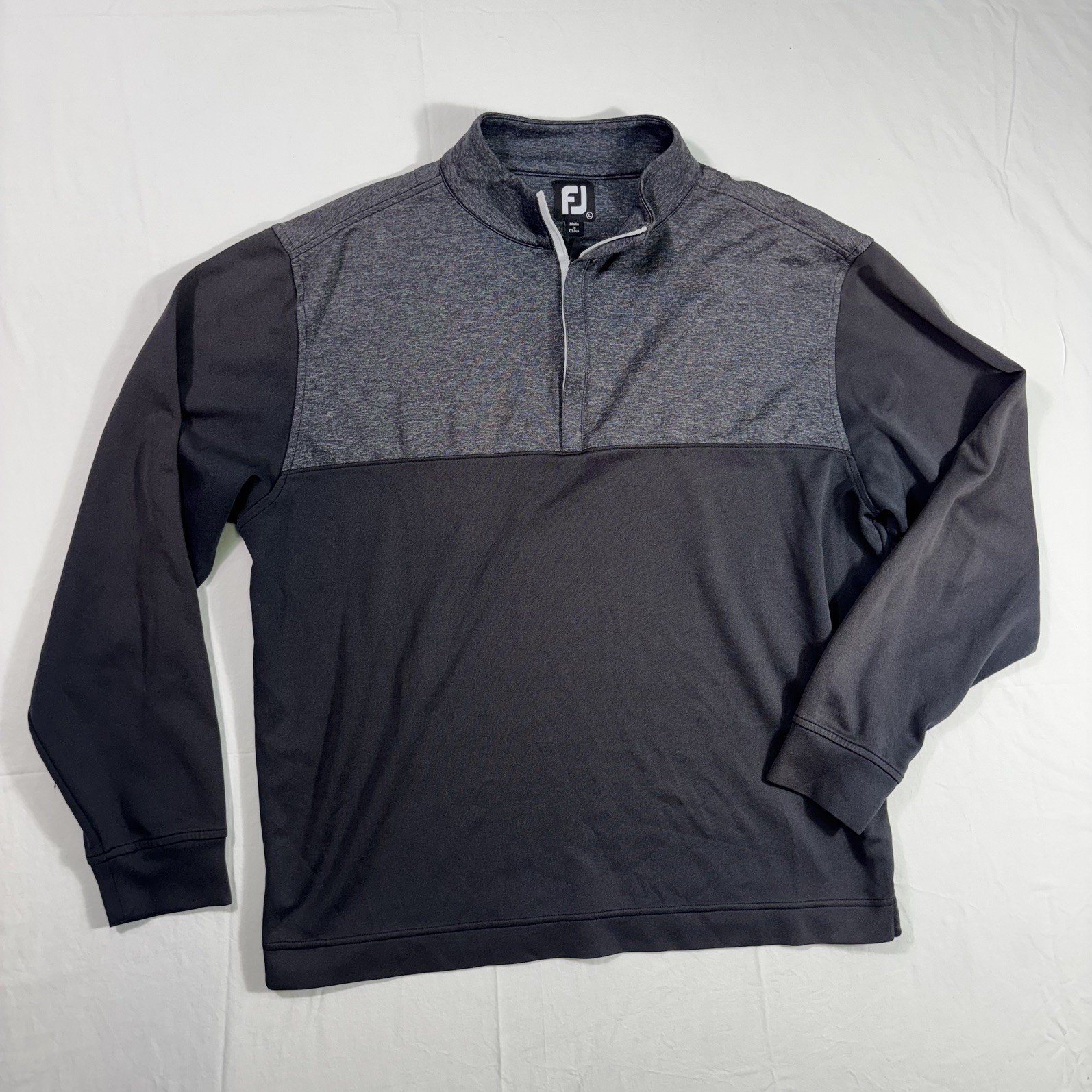 FootJoy Golf Performance Men’s 1/4 Zip Golf Pullover, Size Large Black/Gray gallery
