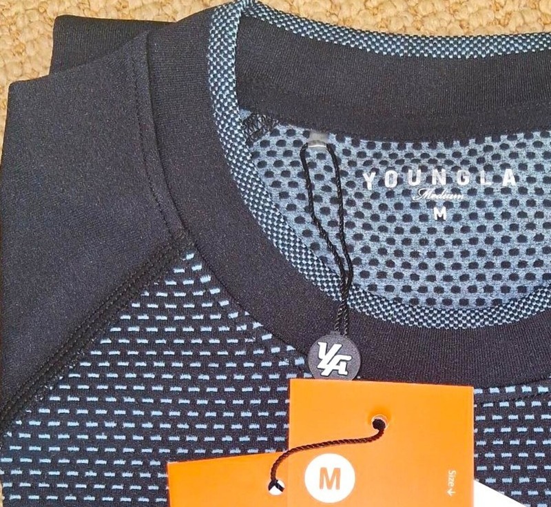 YOUNGLA YLA 'Warrior X 4065' Men's Compression SS Muscle T-Shirt M Blk/Blu *NIB* gallery
