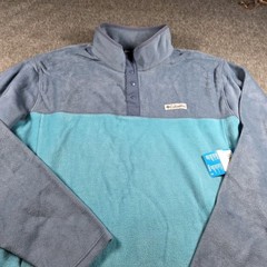 Columbia Sweater Mens 3XT Blue Teal Half Snap Fleece Pullover Tall Hiking