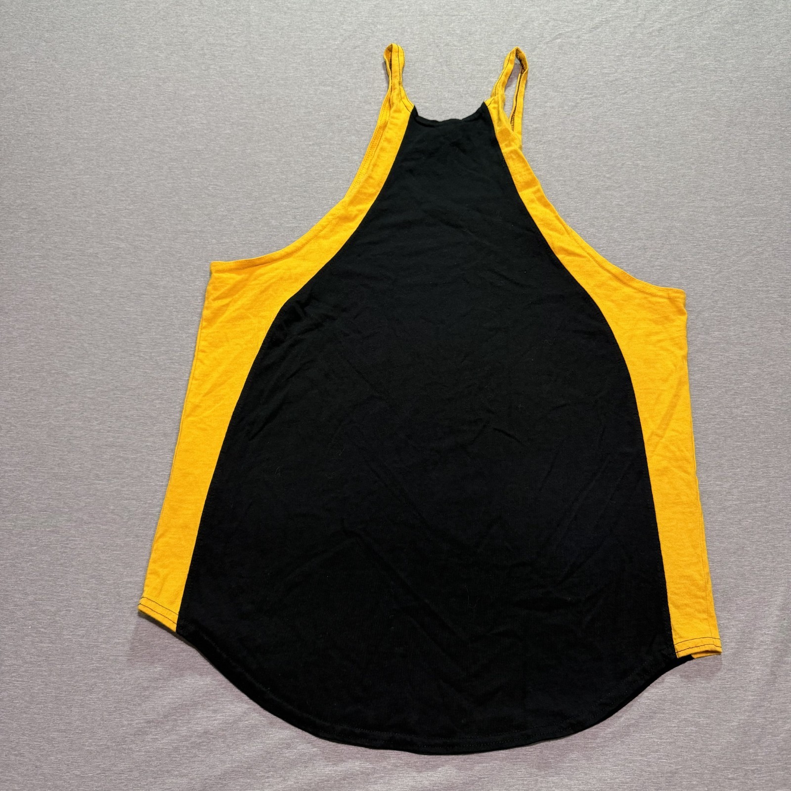 Men's Tank Top Large Two Tone Athleisure Workout Gymwear Lounge Black Yellow gallery