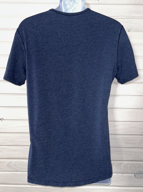 Lululemon Sz ?? (See Meas) 5 Year Basic T-Shirt Mens Heathered Navy Blue Tee EUC gallery