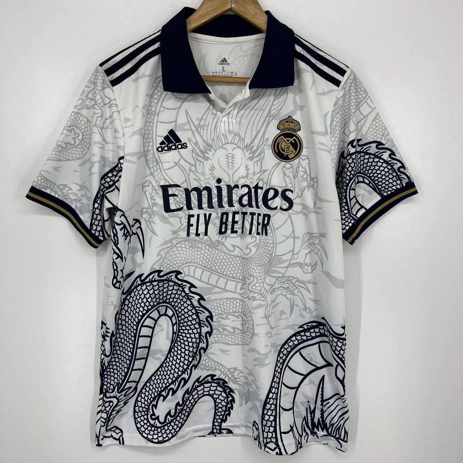Adidas Real Madrid Kylian Mbappe #9 Dragon Graphic Soccer Jersey Mens L White gallery