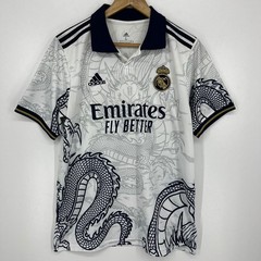 Adidas Real Madrid Kylian Mbappe #9 Dragon Graphic Soccer Jersey Mens L White