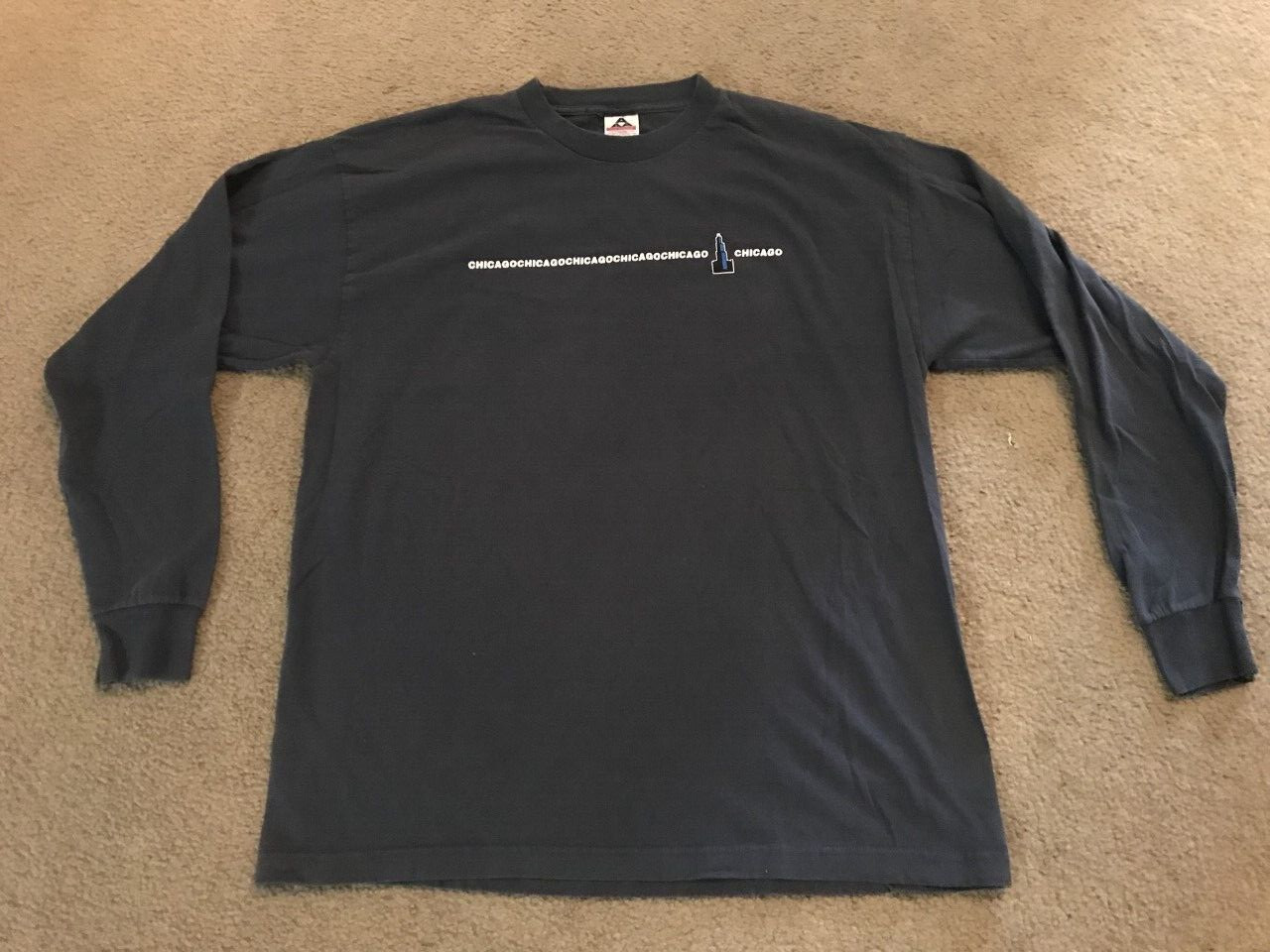 Vintage CITY OF CHICAGO PROMO SHIRT LONG SLEEVE LS T-SHIRT XL NAVY BLUE RARE gallery