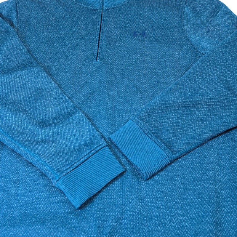Under Armour Men's Blue Herringbone 1/4 Zip ColdGear Pullover Sweatshirt XL gallery