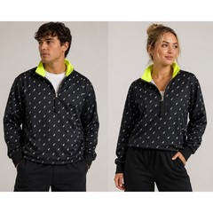 Daniel Patrick Monogram Quarter Zip Track Jacket Black Neon Yellow Small NEW