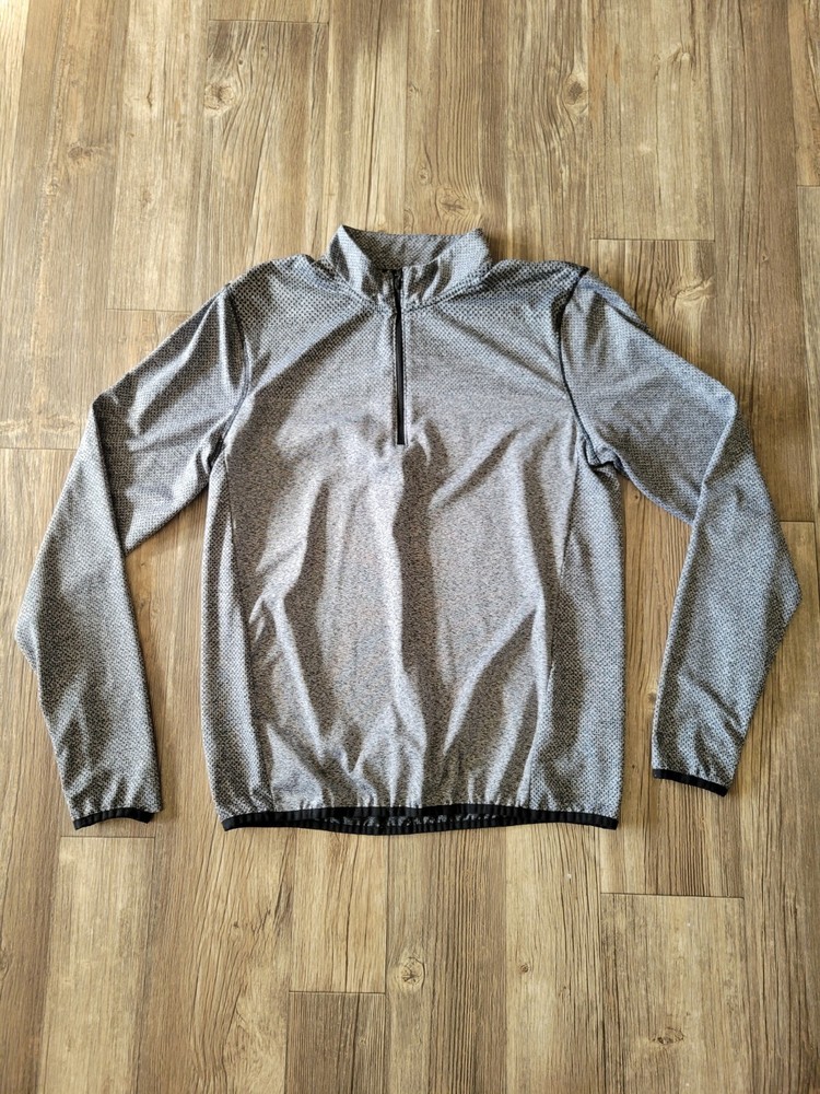 Champion Quarter Zip Mens Medium Gray Power Core Running Stretch Long Sleeve