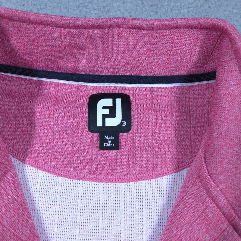 Footjoy Pullover Men Medium Pink Drop Needle Half Zip Gathered Waist Performance gallery