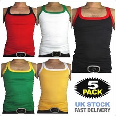 Mens Pack of 5 Vests – High Quality Slim Fit GYM SUMMER Tank Top Racerback
