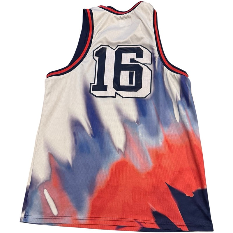 Neff Mens Graphic Basketball Jersey Tank Top Red Blue White Size M gallery