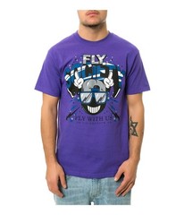 Fly Society Mens The Fly With Us Graphic T-Shirt, Purple, Small