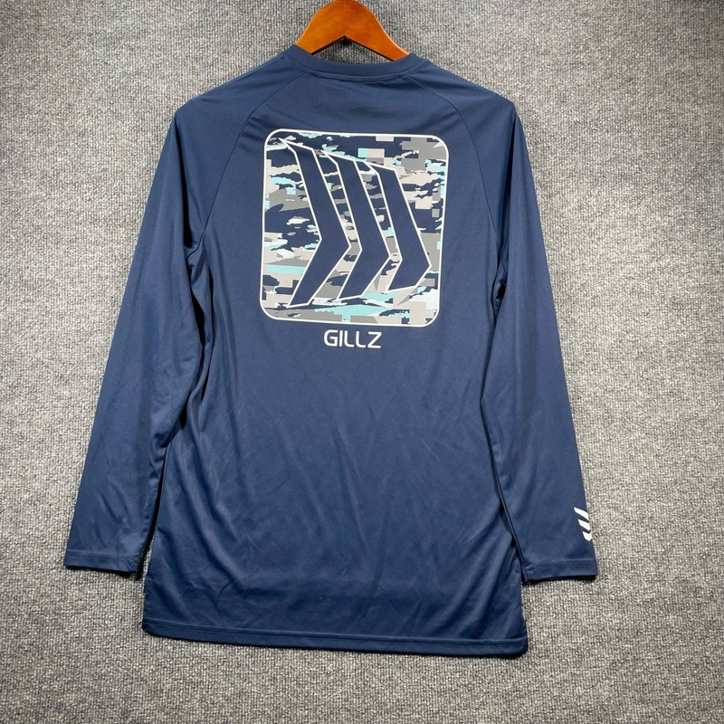 Gillz Dry Fit Fishing Shirt Men's Small Blue Long Sleeve Stretch Outdoors gallery