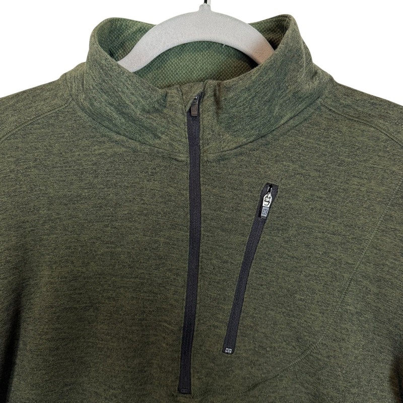 Swiss Tech Jacket Mens Medium Green Stretch Quarter Zip Mock Neck Performance gallery