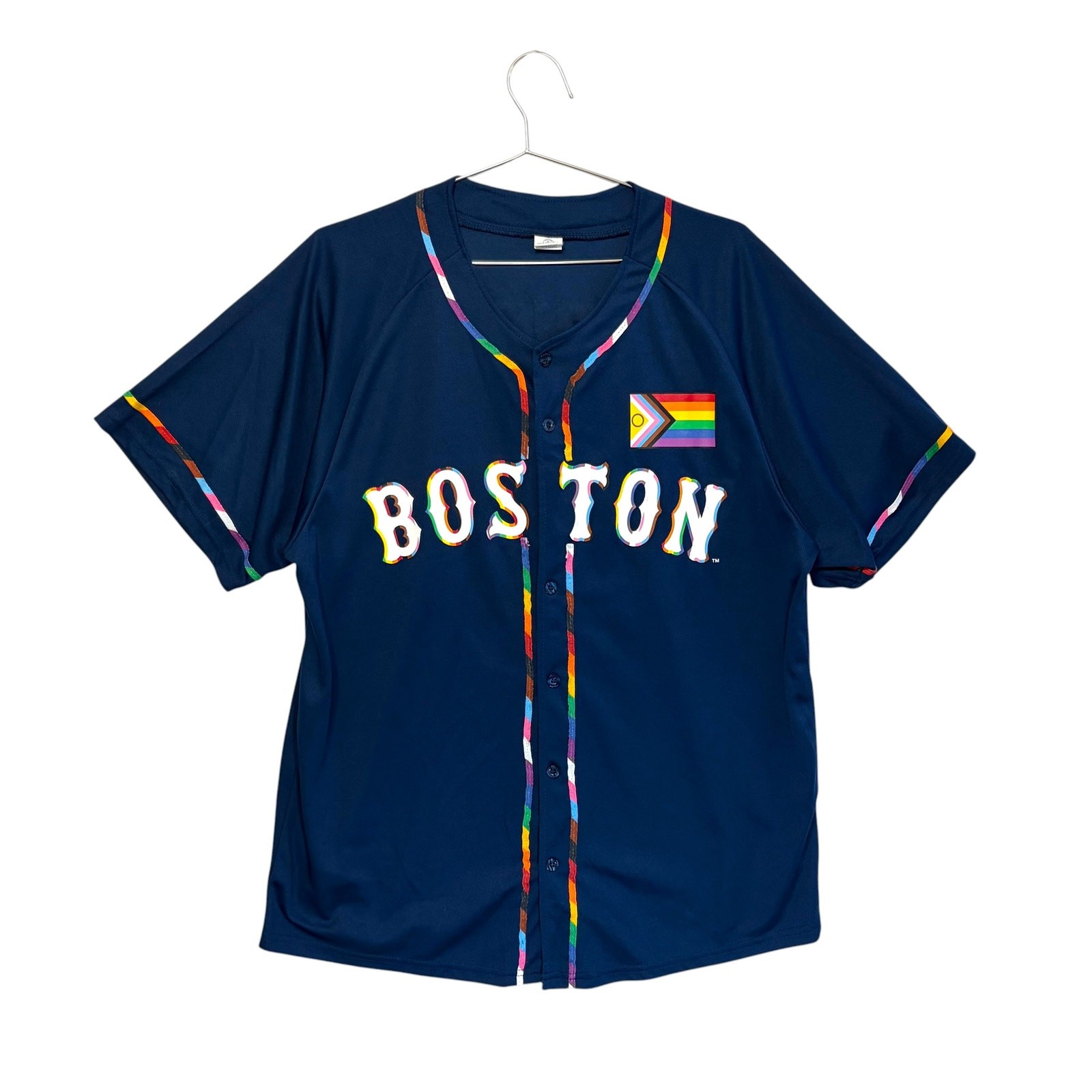 Boston Red Sox Pride Celebration 2024 Jersey Mens Sz L Navy Rainbow Short Sleeve gallery