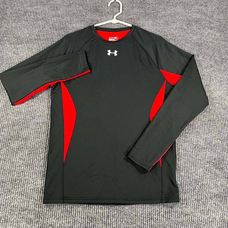 Under Armour Fitted Cold Gear Shirt Mens Large Black Red Long Sleeve Active gallery