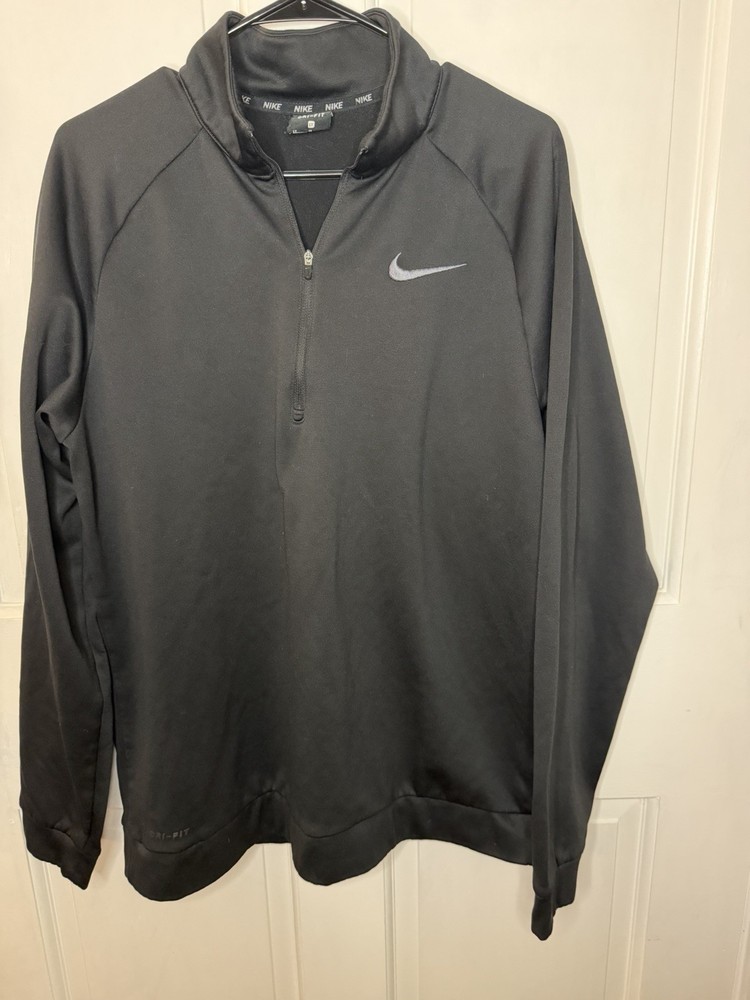 Nike Dri-FIT 1/4 Zip Lightweight Pullover Mock Neck Black Men's L-T