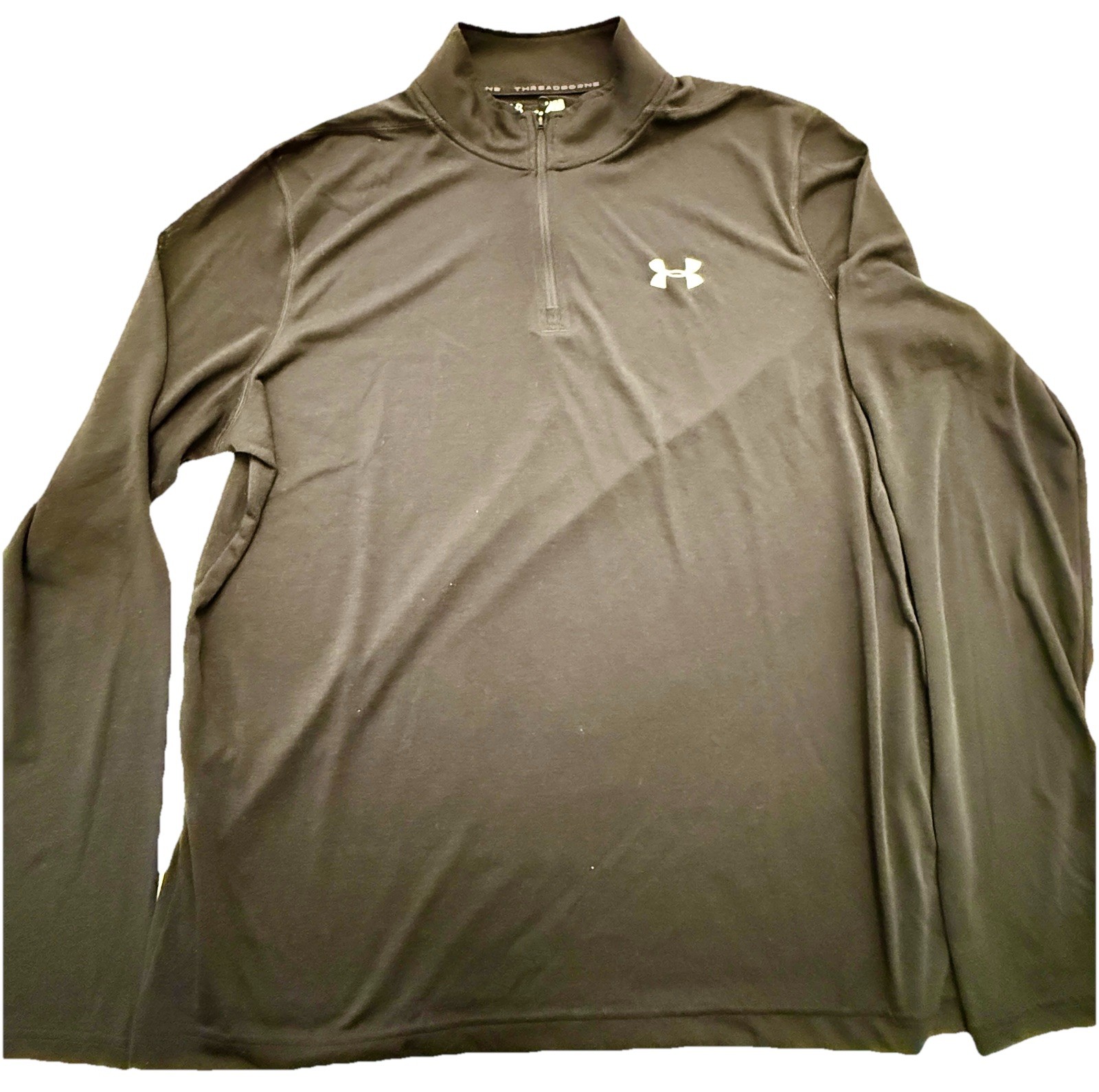 Mens Under Armour Threadborne Large Black Heatgear 1/4 Zip Pullover Long Sleeve gallery