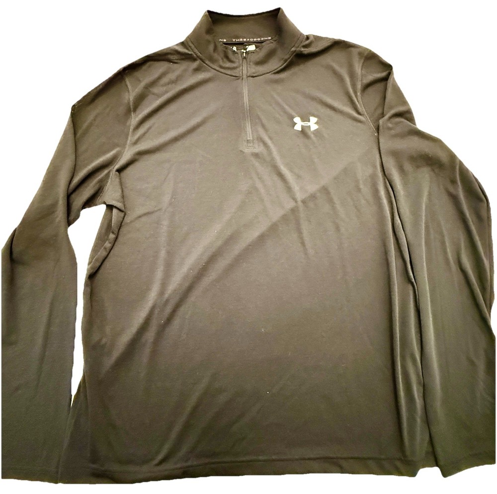 Mens Under Armour Threadborne Large Black Heatgear 1/4 Zip Pullover Long Sleeve