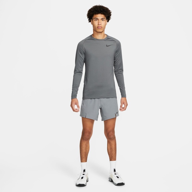 Nike Mens Pro Dri-Fit Slim LS Shirt Grey / Black Swoosh DQ5448-100 Men's Medium gallery