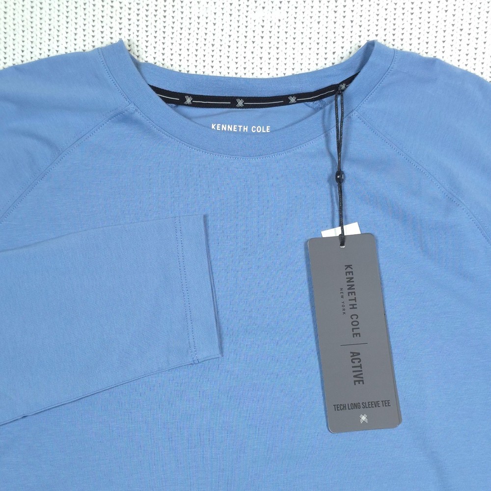 Kenneth Cole Active Tech LS Tee Shirt Sz XL Willow Blue Stretch Soft Curved Hem