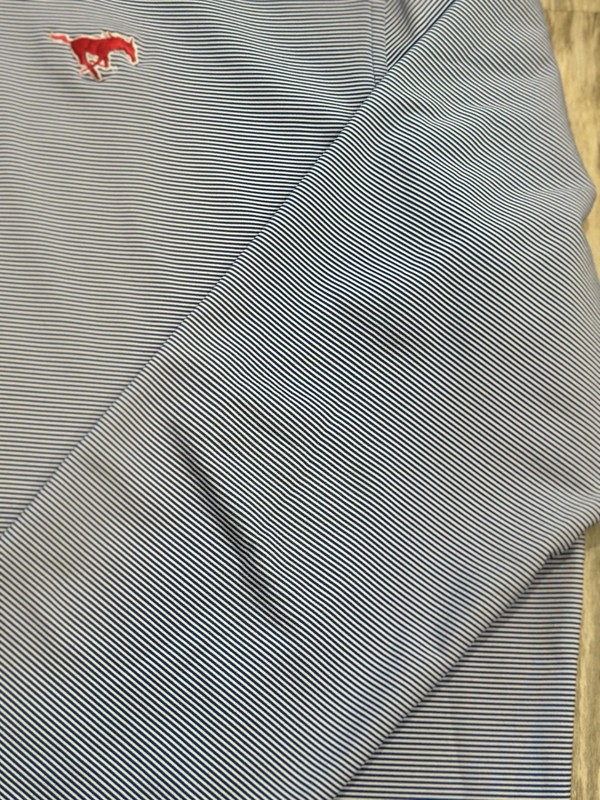 Peter Millar x SMU Perth Performance 1/4 Zip Sugar Stripe Size XXL Blue White gallery