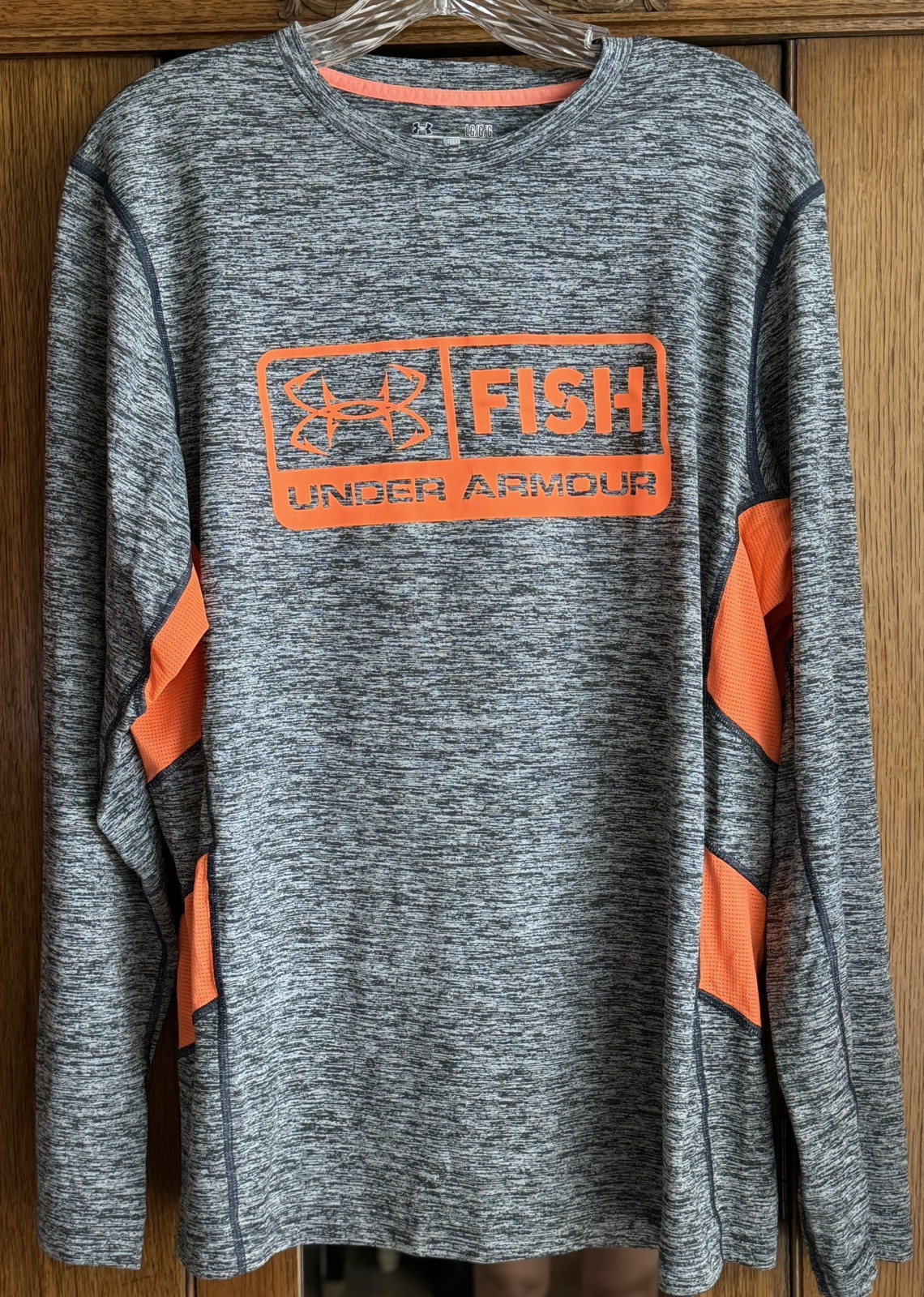 Under Armour Fish Large HeatGear Mens Gray Orange Long Sleeve Performance Shirt gallery