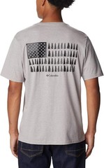 NEW COLUMBIA Men’s XLT Grey T-Shirt Rockaway River Country USA Flag XLT