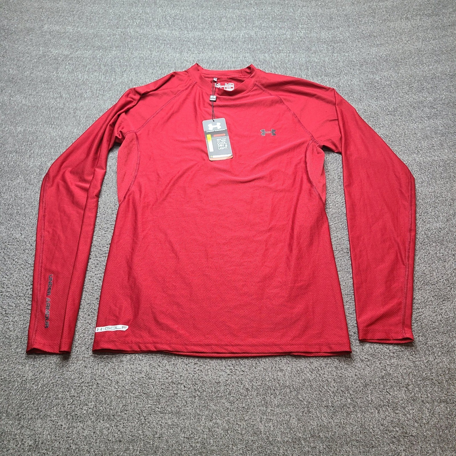 Under Armour Golf Shirt Mens MD Red New HeatGear Fitted Long Sleeve gallery
