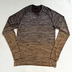 Lululemon Men Dark Adobe Brown Gold Ombre Metal Vent Tech LS Long Sleeve Shirt M