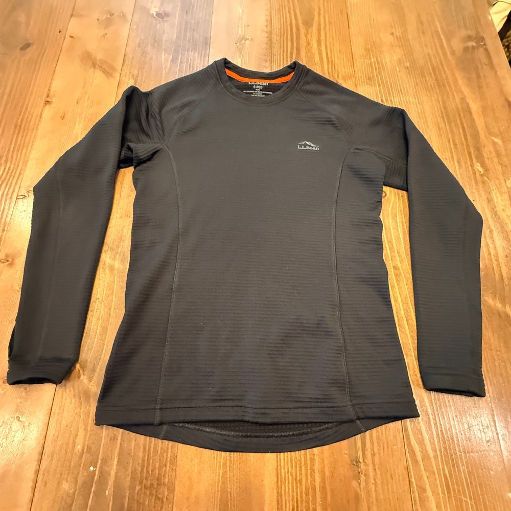 LL Bean Heavyweight Base Layer Crew Top Mens Small Black Warm 255G Weight