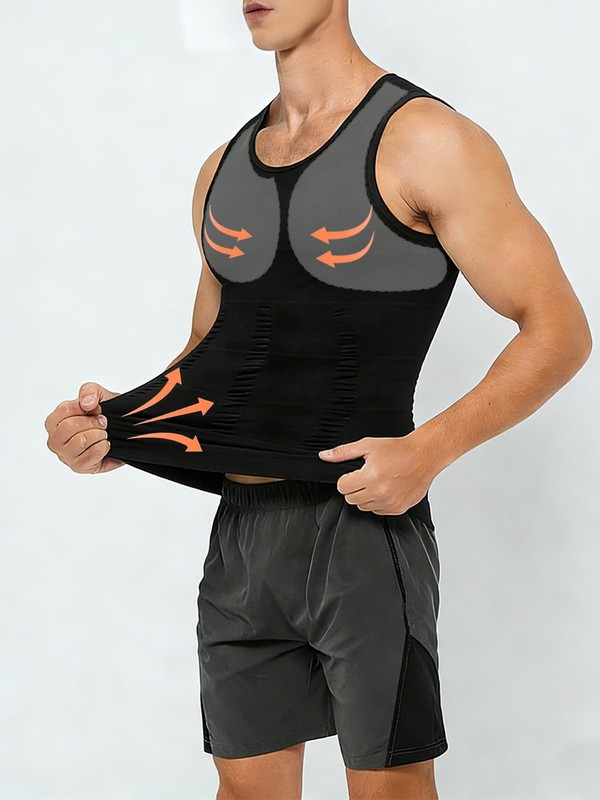 NIEEHBEGST 1 Pack Black Men Compression Tank Top Slimming Body Shaper Shirt T... gallery