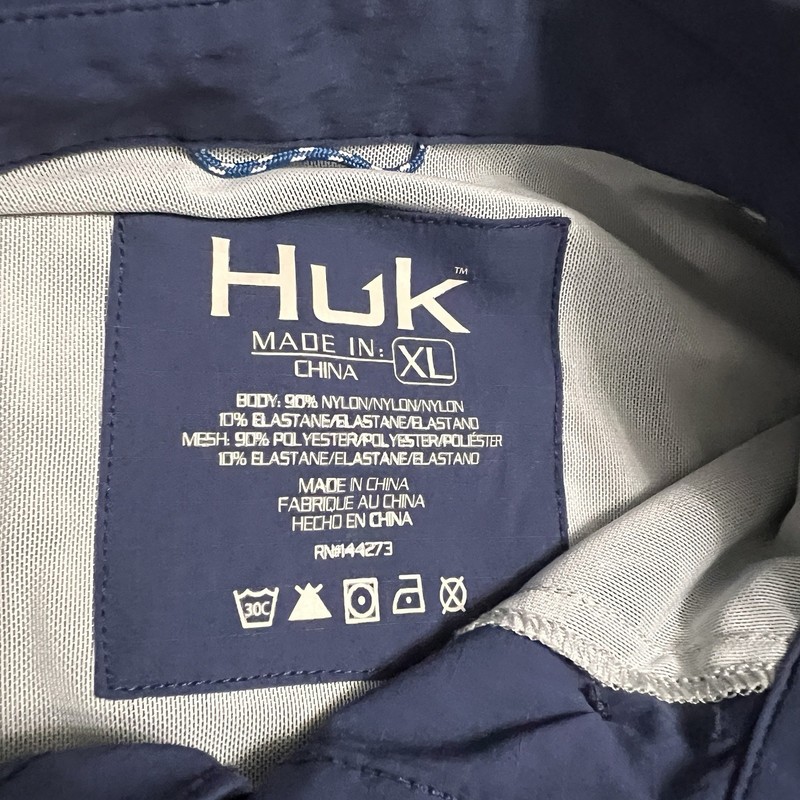 Huk Creekbed Back Draft LS Men's Shirt Naval Academy XL gallery