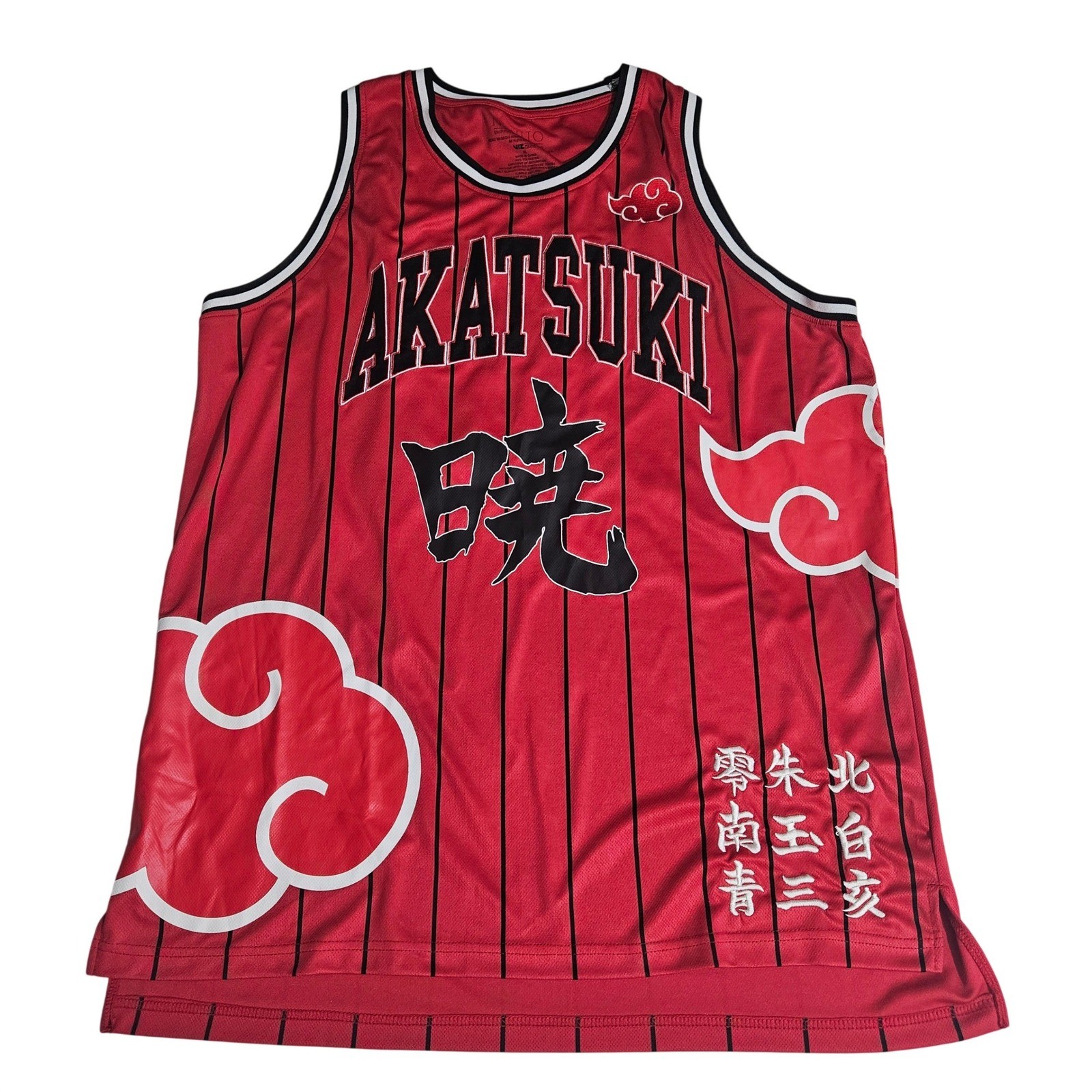 Naruto Shippuden Akatsuki Basketball Jersey Red Pinstripe Anime Mesh Shirt XL gallery