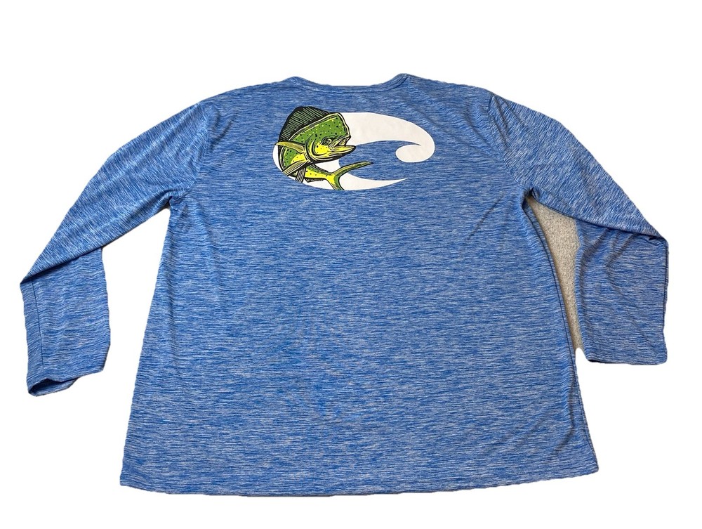 Costa Tech Angler Dorado Long Sleeve Shirt Men’s 2XL Blue Performance Fishing