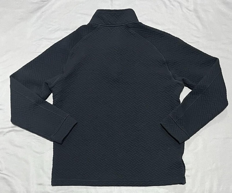 Rhone Pullover Mens Medium Black Textured Snap Mock Neck Long Sleeve Cotton gallery