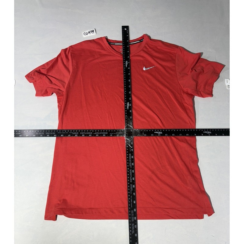 Nike Running Mens Dri-FIT Red Mesh Short Sleeve T-Shirt Back Zip Pocket Size L gallery