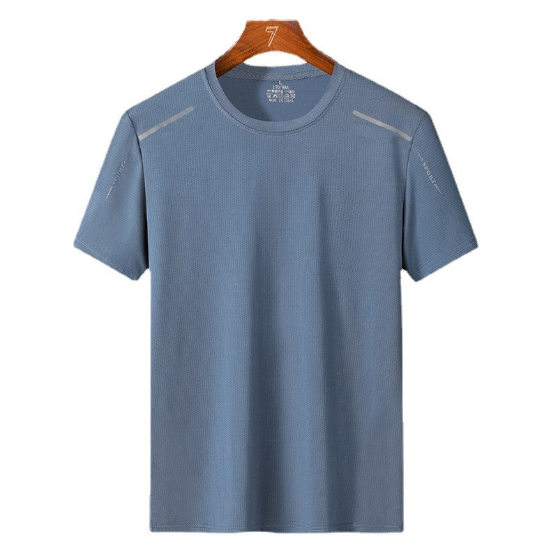 Summer men's quick-drying ice silk solid color sports short-sleeved T-shirt gallery